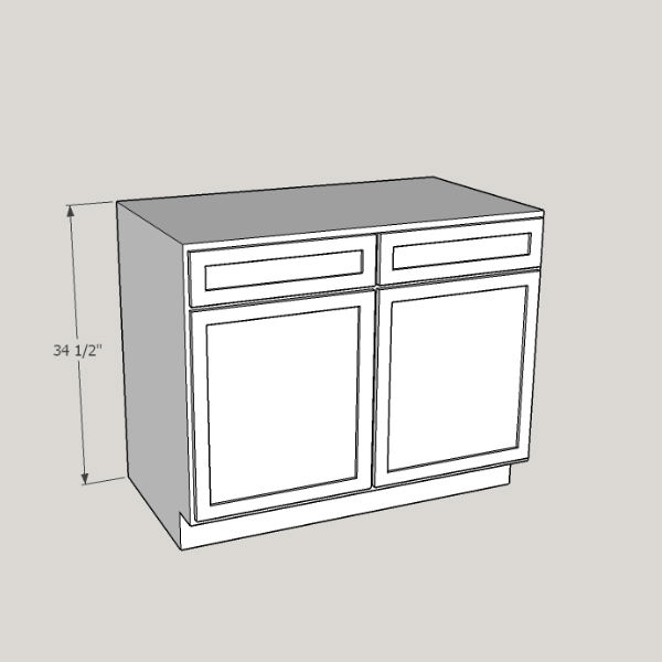 White Shaker 34 5 Height Base Cabinets 2 Doors 2 Drawer 1