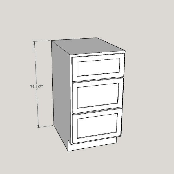 Maple Shaker 34 5 Height Base Cabinets, Cabinets With Drawers